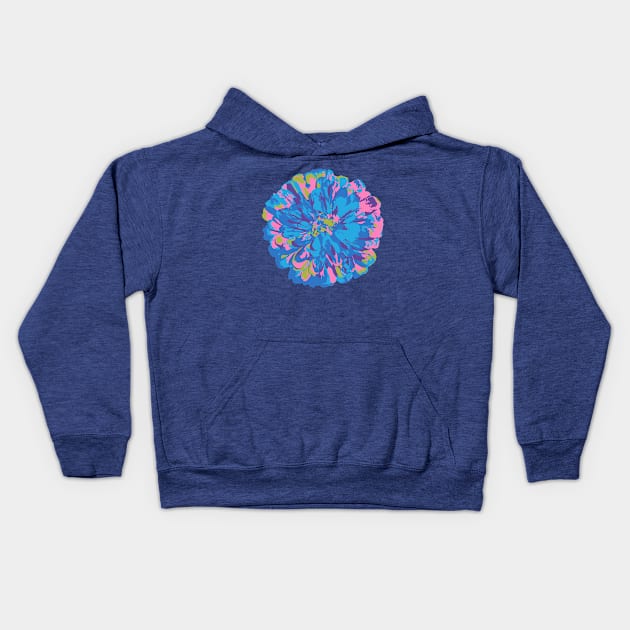 CHRYSANTHEMUMS Abstract Big Flower Summer Bright Floral - Blue Pink Purple Green Dark Blue - UnBlink Studio by Jackie Tahara Kids Hoodie by UnBlink Studio by Jackie Tahara